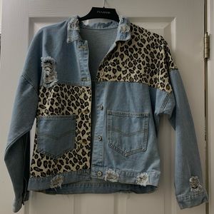 Cheetah patch Jean/denim jacket